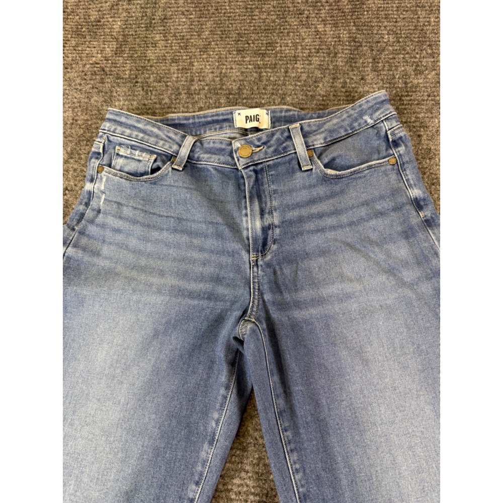 PAIGE Kylie Crop Jeans Light Wash Distressed Frayed Hem Women's Size 30x25 - Picture 5 of 14